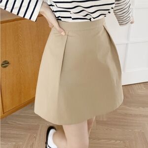 Poplin Cotton Pleated Skirt